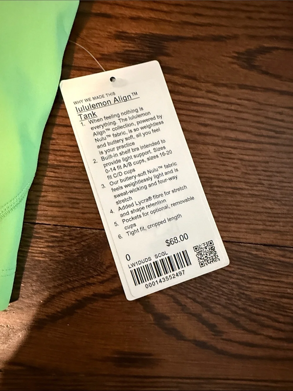 lululemon athletica Neon Green Align Tank